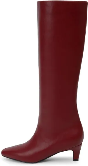 Modatope Knee High Boots Women Square Toe Kitten Heel Tall Boots Womens Fashion Long Boots