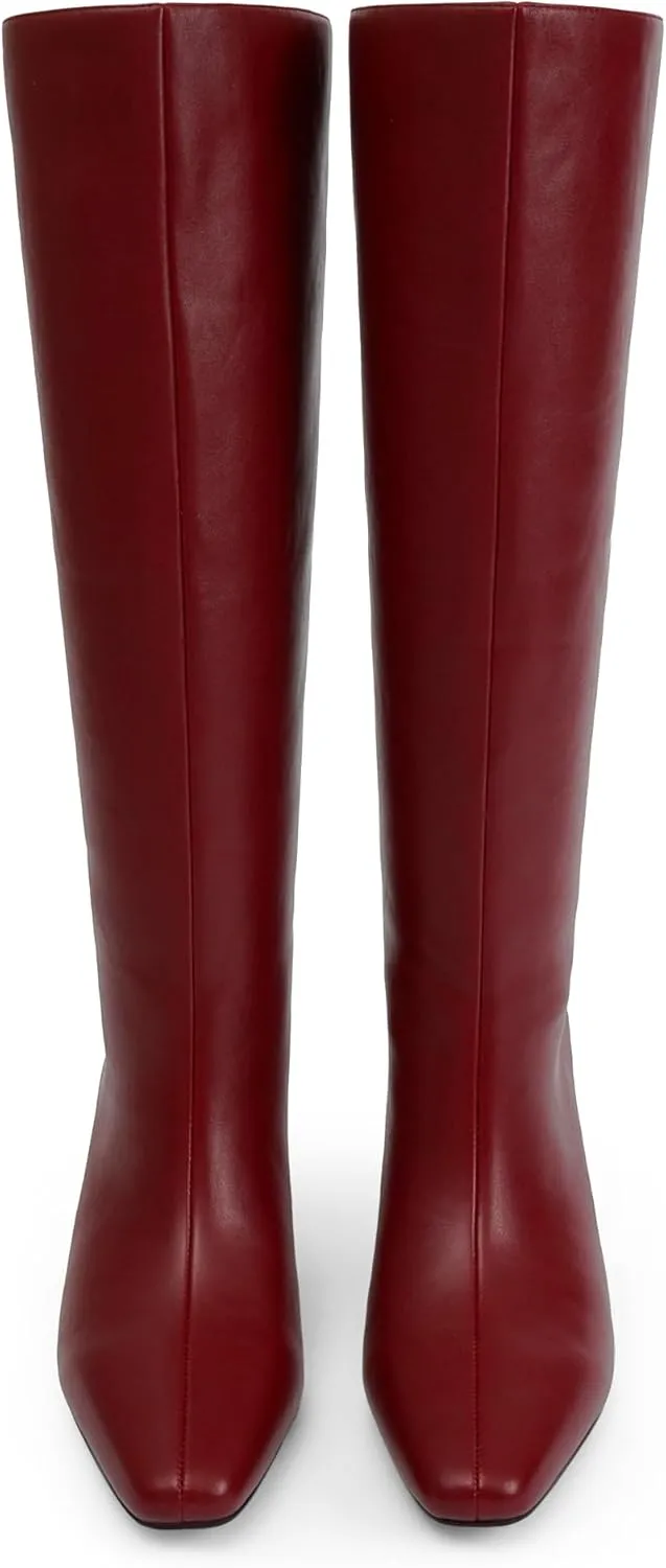 Modatope Knee High Boots Women Square Toe Kitten Heel Tall Boots Womens Fashion Long Boots