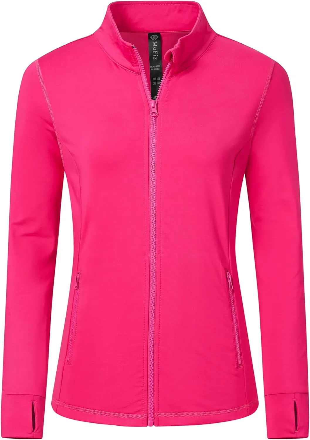 MoFiz Women's Full Zip Hiking Shirt Lightweight UPF 50  Sun Protection Running Jacket Long Sleeve Sports Outdoor Top Pockets