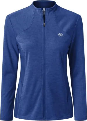 MoFiz Women's Full Zip Hiking Shirt Lightweight UPF 50  Sun Protection Running Jacket Long Sleeve Sports Outdoor Top Pockets