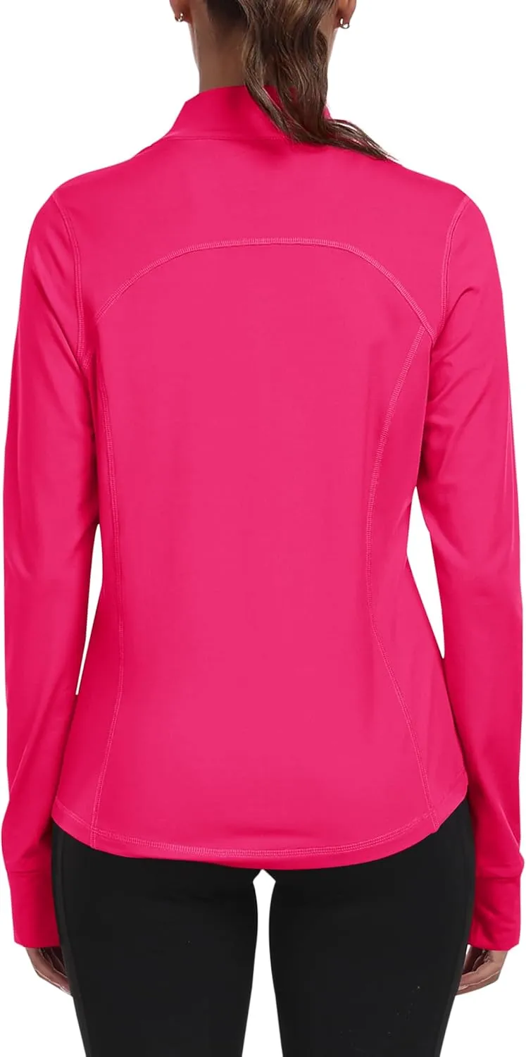 MoFiz Women's Full Zip Hiking Shirt Lightweight UPF 50  Sun Protection Running Jacket Long Sleeve Sports Outdoor Top Pockets