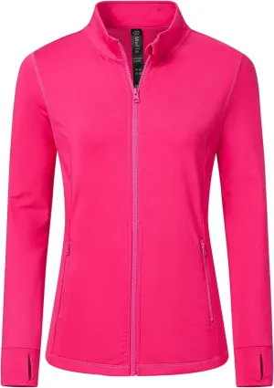MoFiz Women's Full Zip Hiking Shirt Lightweight UPF 50  Sun Protection Running Jacket Long Sleeve Sports Outdoor Top Pockets