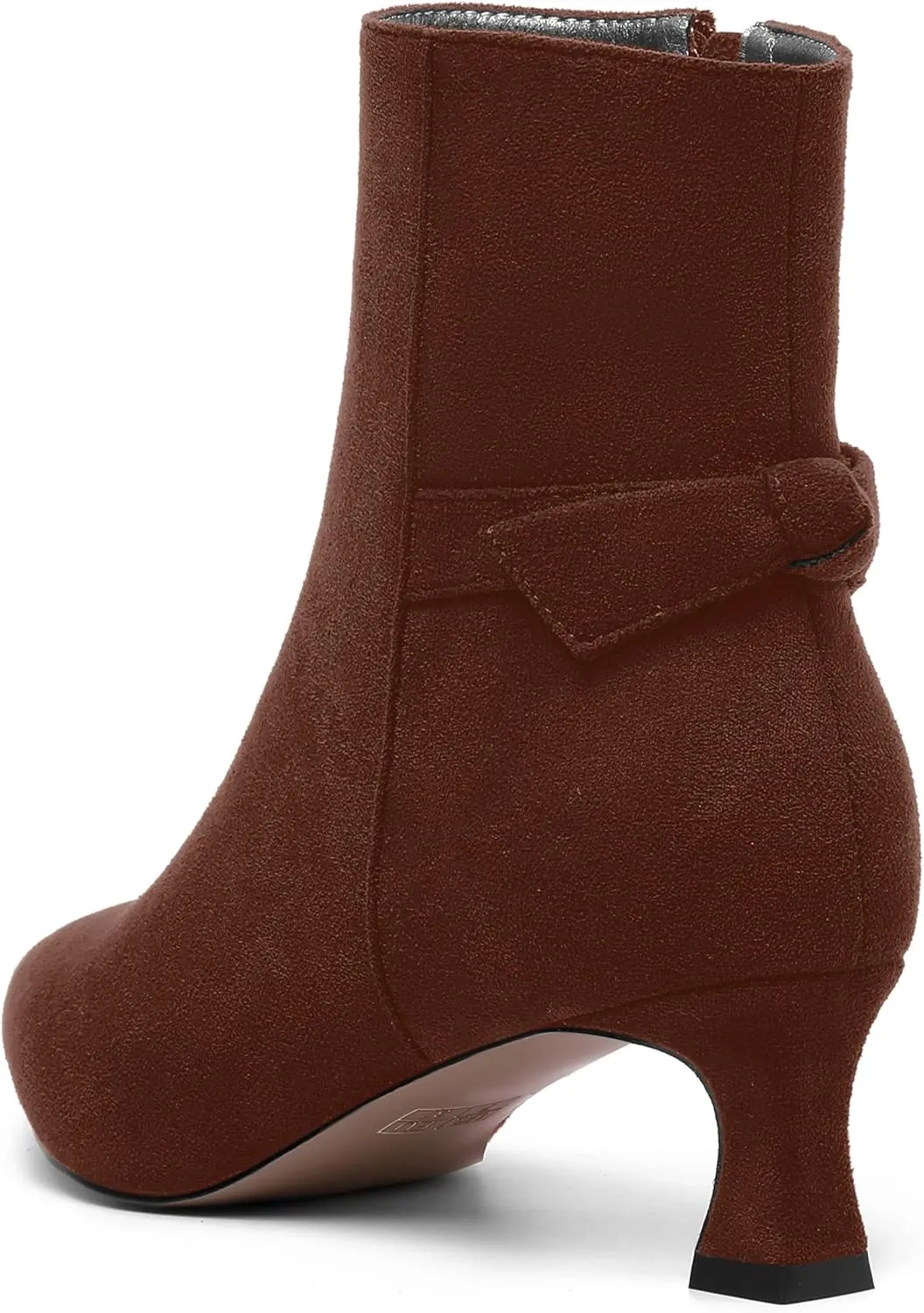 MOVINSTEPS Womens Pointed Toe Suede Zip Cold Weather Outdoor Solid Kitten Low Heel Ankle High Boots 2 Inch