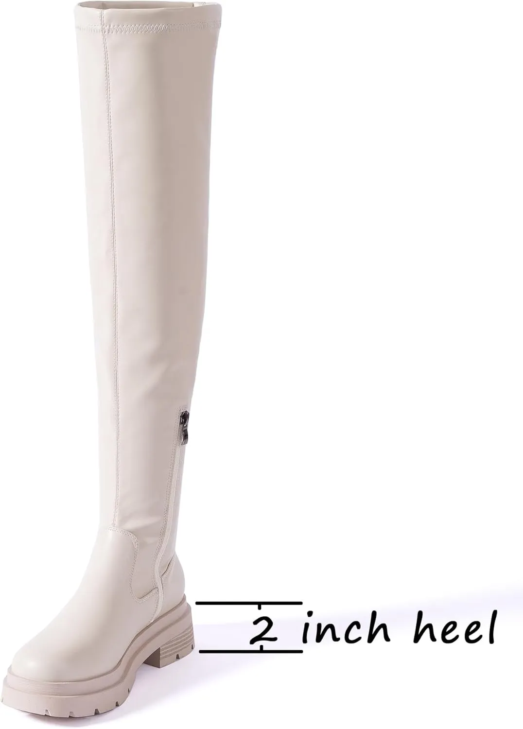 Mtzyoa Women Over The Knee Boots Platform Thigh High Suede OTK Long Winter Fall Block Casual Above Knee Ladies Boots