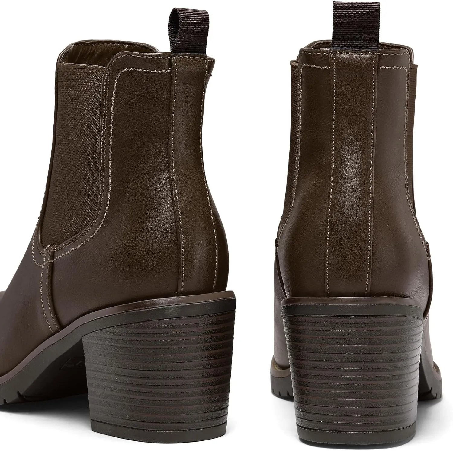 mysoft Women's Ankle Chelsea Boots Slip On Low Chunky Stacked Heel Booties
