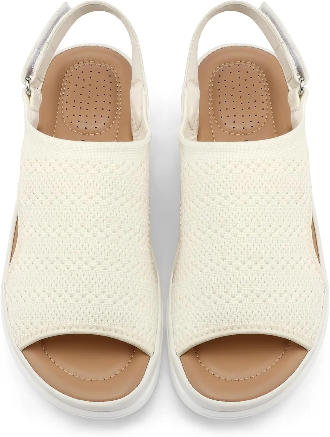 mysoft Women's Comfortable Air Cushion Support Walking Sandals Breathable Knit Slingback Platform Shoes