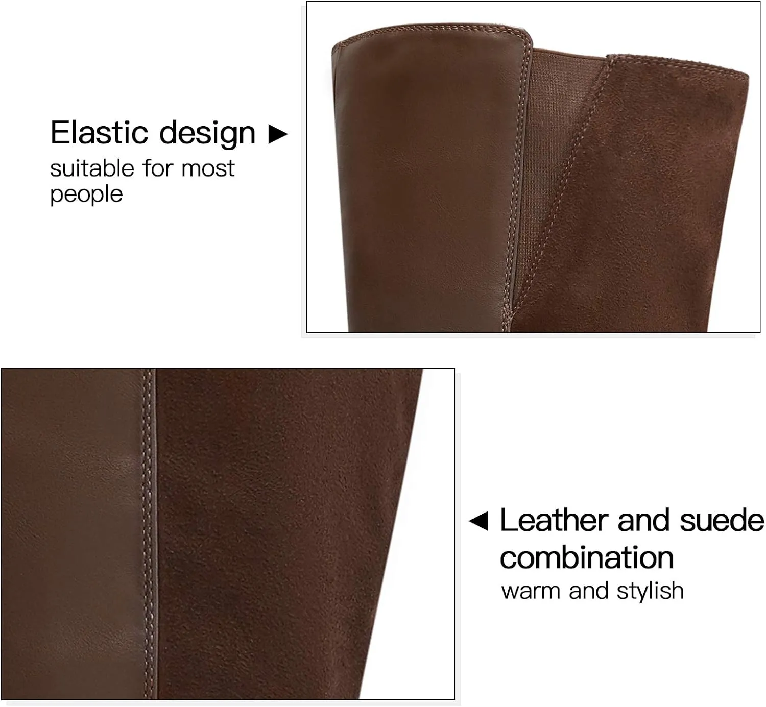 mysoft Women's Knee High Boots Chunky Heel Boots with Zipper