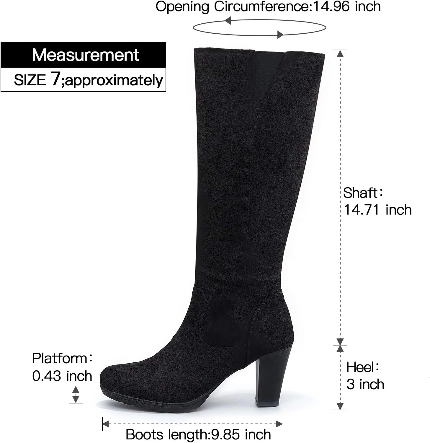 mysoft Women's Knee High Boots Chunky Heel Boots with Zipper