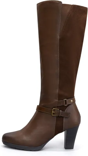mysoft Women's Knee High Boots Chunky Heel Boots with Zipper