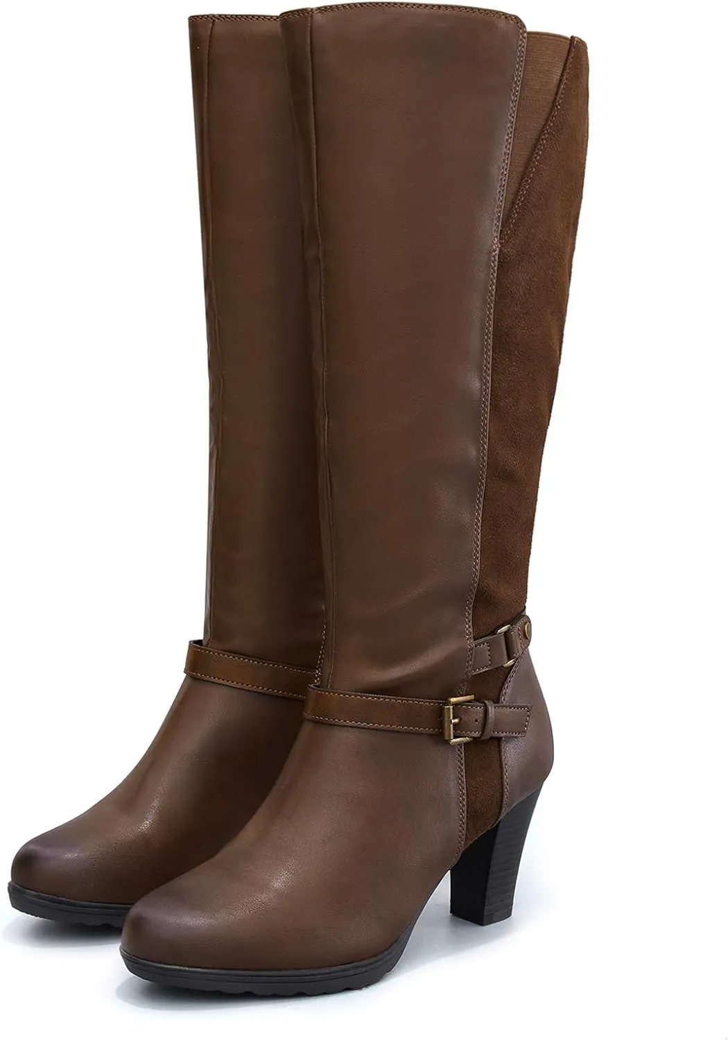 mysoft Women's Knee High Boots Chunky Heel Boots with Zipper