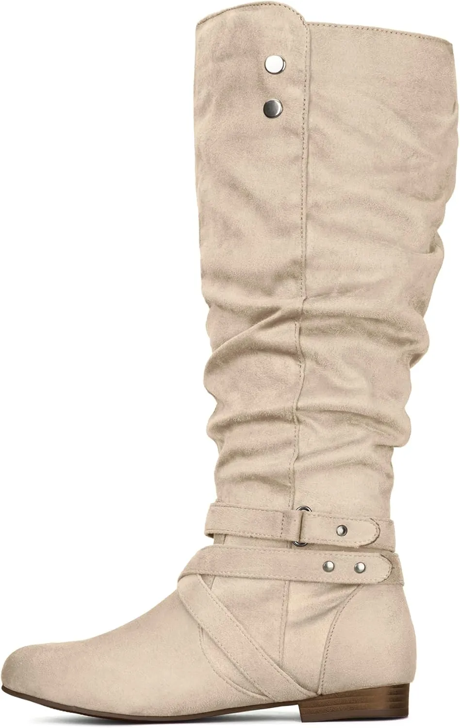 mysoft Women's Wide Calf Knee High Boots Flat Tall Boots with Side Zippers