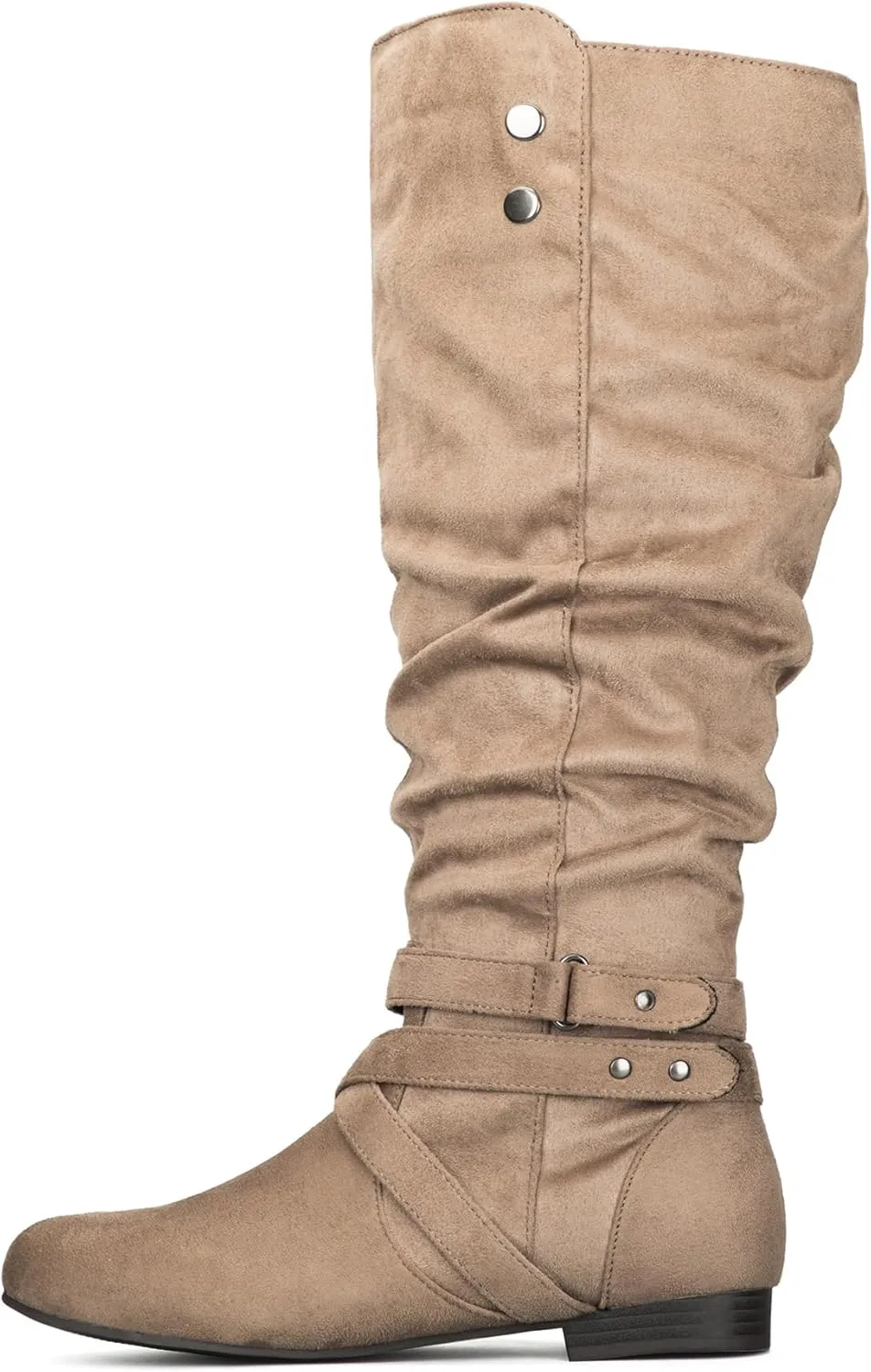 mysoft Women's Wide Calf Knee High Boots Flat Tall Boots with Side Zippers