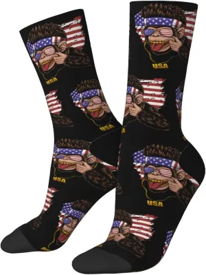 Naughty Monkey Socks For Women Men Athletic Cushion Crew Socks Wicking Sock