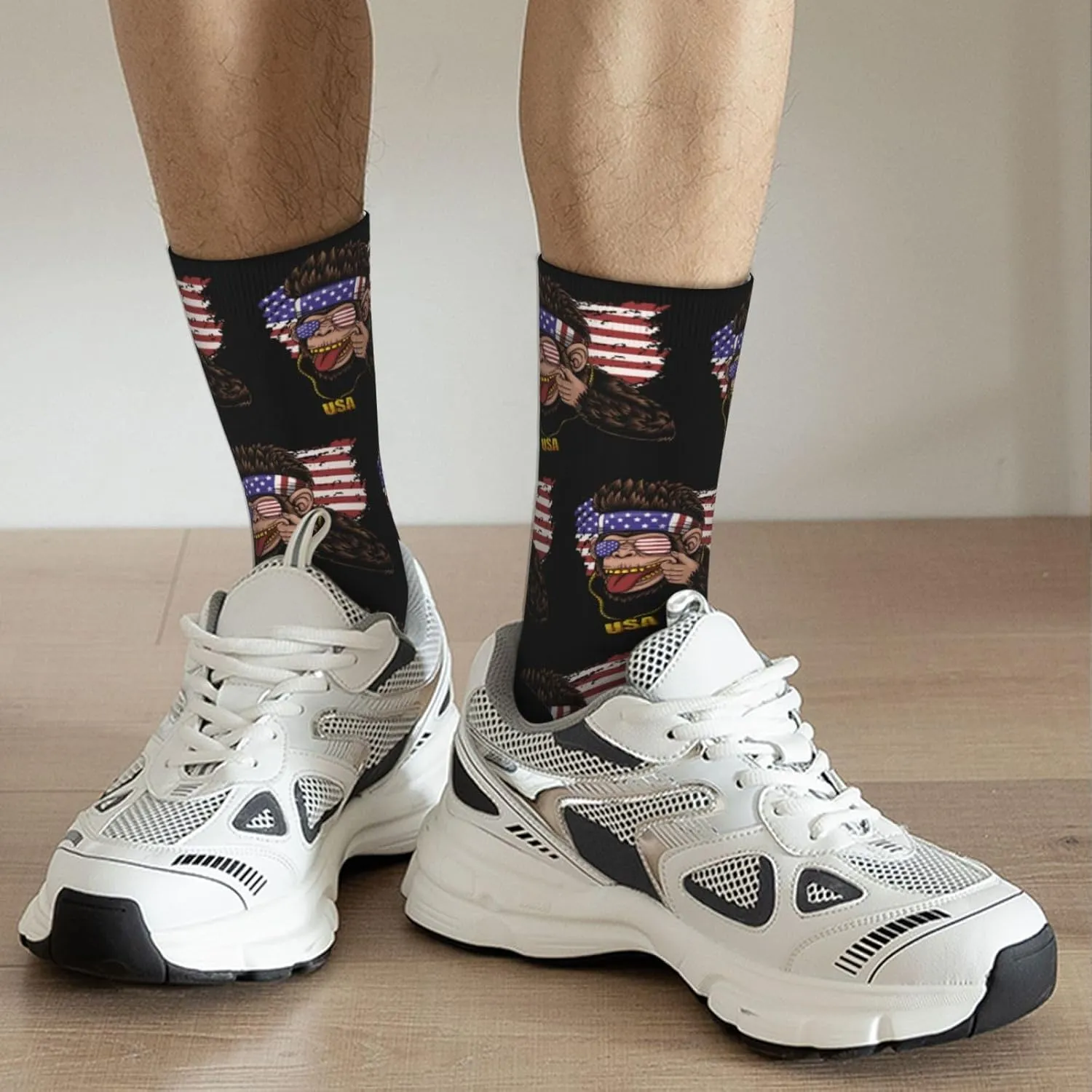 Naughty Monkey Socks For Women Men Athletic Cushion Crew Socks Wicking Sock