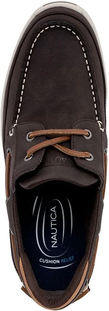 Nautica Men's Lace-Up Moccasin Boat Shoes - Cushioned Insole Casual Deck Loafers for Walking Comfort - Zapato