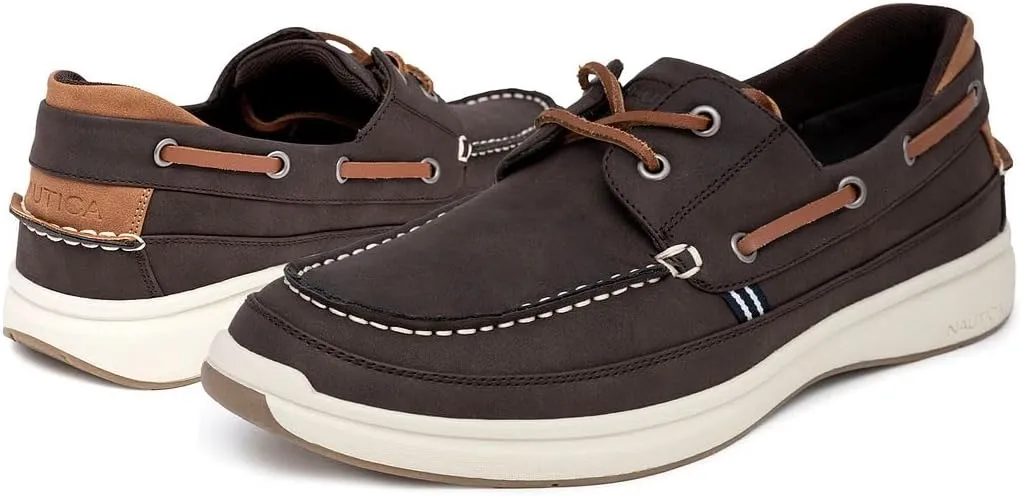 Nautica Men's Lace-Up Moccasin Boat Shoes - Cushioned Insole Casual Deck Loafers for Walking Comfort - Zapato