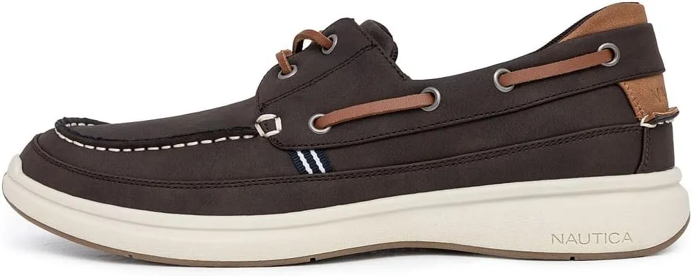 Nautica Men's Lace-Up Moccasin Boat Shoes - Cushioned Insole Casual Deck Loafers for Walking Comfort - Zapato