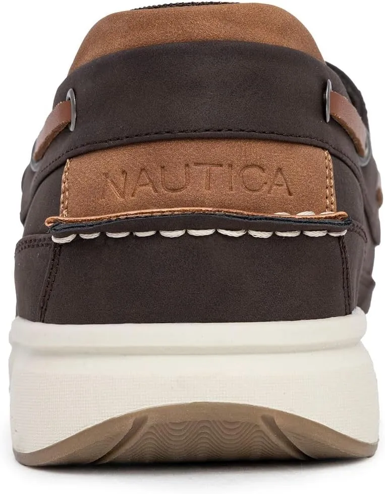 Nautica Men's Lace-Up Moccasin Boat Shoes - Cushioned Insole Casual Deck Loafers for Walking Comfort - Zapato