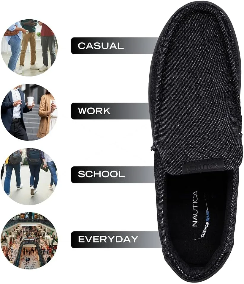 Nautica Men's Slip-On Loafers Casual Moc Toe Sneakers Boat Shoes Slipper for Men – Lightweight & Comfortable - Derwin