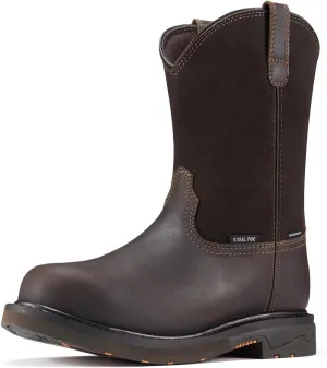NINGO Men's Steel Toe Work Boots, Waterproof Wellington Boots with Full Grain Leather, Goodyear Welt Pull-On Design, Non Slip Work Shoes, EH Protection for Industrial, Agriculture