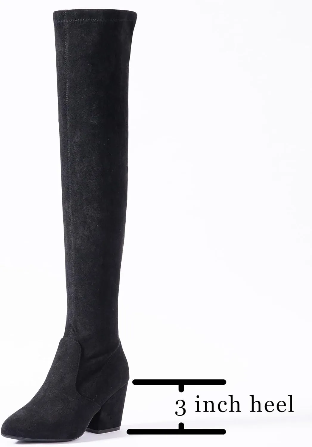 N.N.G Women Over the Knee Boots Thigh High Suede Block Winter Low Above Flat Long OTK Comfort Pointed toe