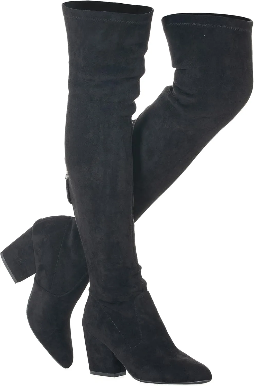 N.N.G Women Over the Knee Boots Thigh High Suede Block Winter Low Above Flat Long OTK Comfort Pointed toe