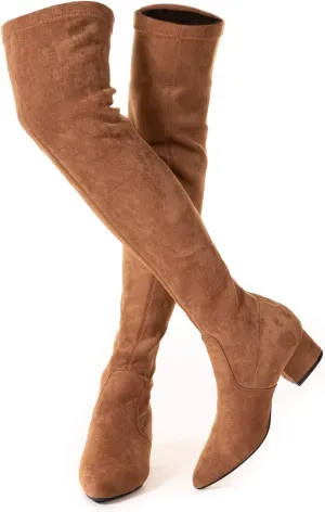 N.N.G Women Over the Knee Boots Thigh High Suede Block Winter Low Above Flat Long OTK Comfort Pointed toe
