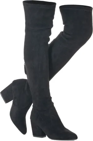 N.N.G Women Over the Knee Boots Thigh High Suede Block Winter Low Above Flat Long OTK Comfort Pointed toe