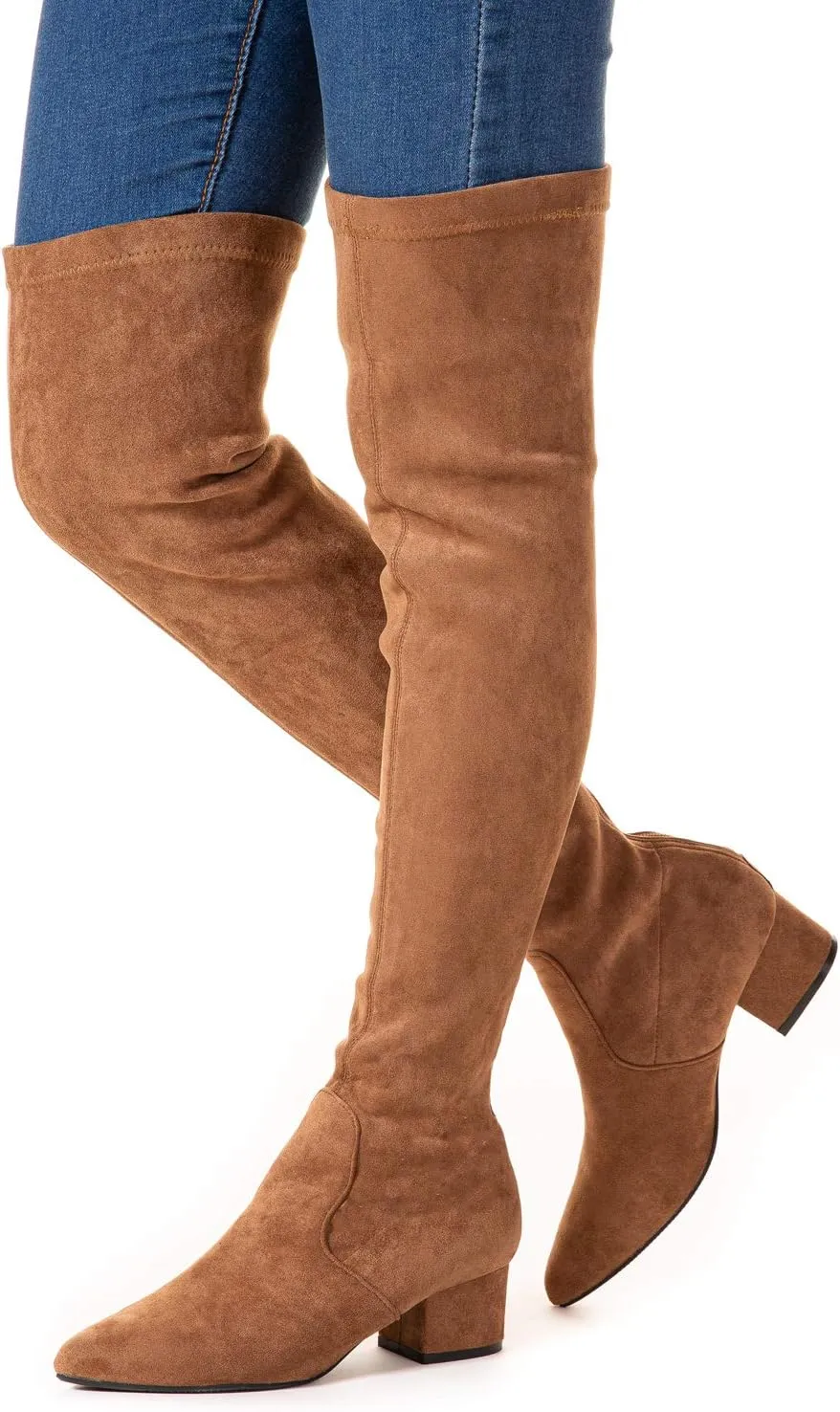 N.N.G Women Over the Knee Boots Thigh High Suede Block Winter Low Above Flat Long OTK Comfort Pointed toe