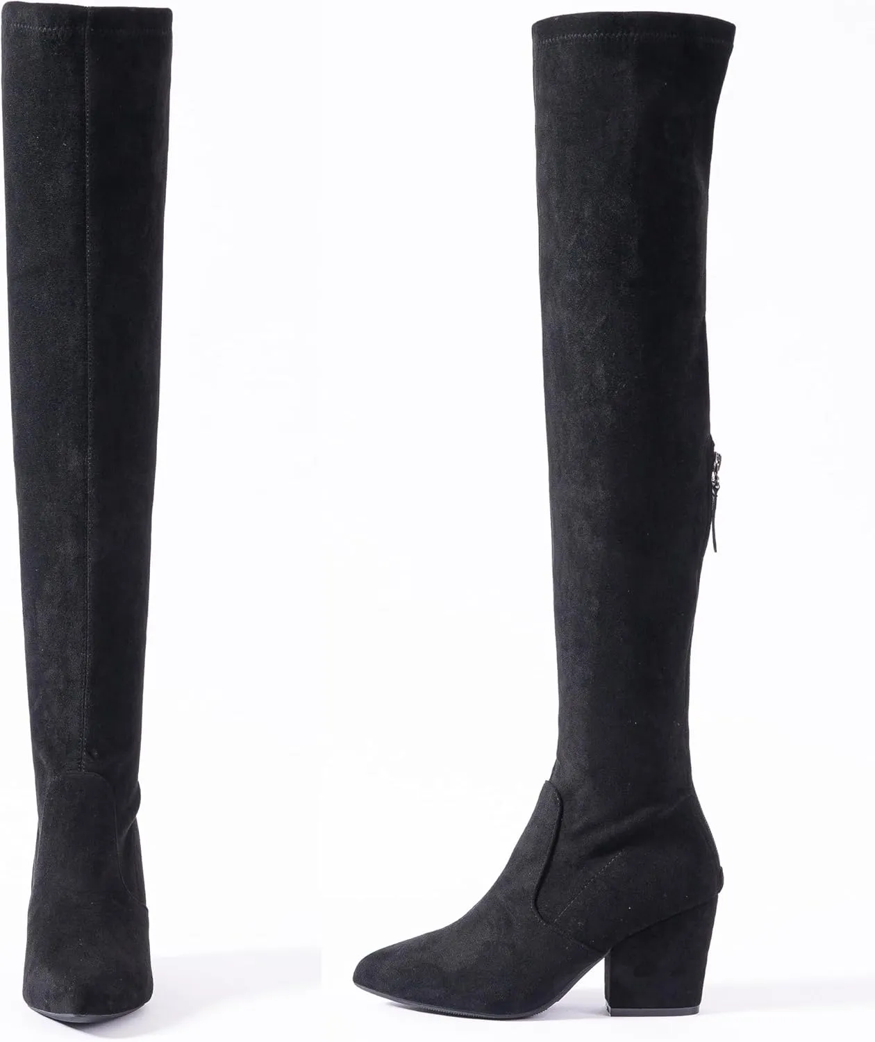 N.N.G Women Over the Knee Boots Thigh High Suede Block Winter Low Above Flat Long OTK Comfort Pointed toe