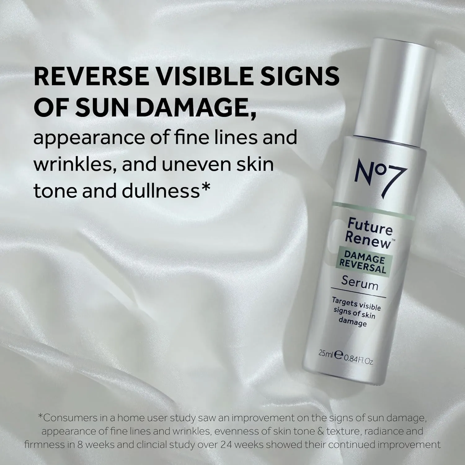 No7 Future Renew Damage Reversal Serum - Anti-Aging Face Serum for Glowing Skin - Hyaluronic Acid   Niacinamide for Sun Damage Reversal - Dermatologist-Approved, Sensitive Skin Suitable (0.84 Fl Oz)