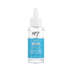 No7 HydraLuminous  2% Hyaluronic Acid Serum - Hydrating Facial Serum with 5% Vitamin B3 Niacinamide to Support Skin Barrier Repair - For Visibly Radiant & Healthier-Looking Skin (1 Fl Oz)
