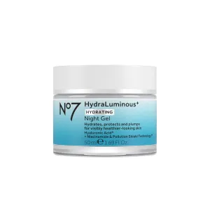 No7 HydraLuminous  Hydrating Night Gel Moisturizer - Hyaluronic Acid and Vitamin B3 Niacinamide Face Moisturizer to Hydrate, Protect & Refresh Skin - Supports Skin Barrier Repair (1.69 Fl Oz)