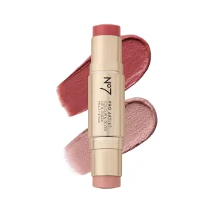 No7 Pro Artist Color & Glow Cream Blush Stick - Dual-Ended Blush for Cheeks, Eyes & Lips - Delivers Soft-Focus Radiance and Buildable Color - Peachy Coral/Rose Glow (10g)