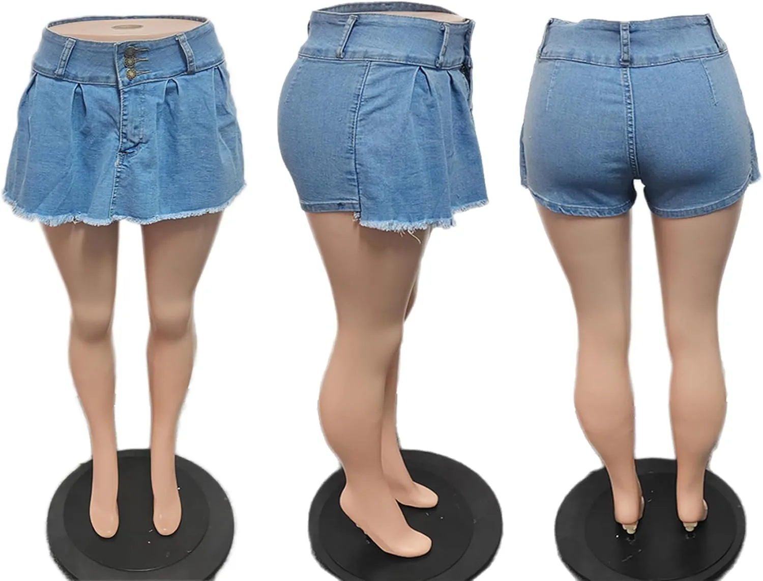 NRTHYE Women Denim Skorts Skirts Casual Pleated High Waisted Mini Skirts Shorts Jeans