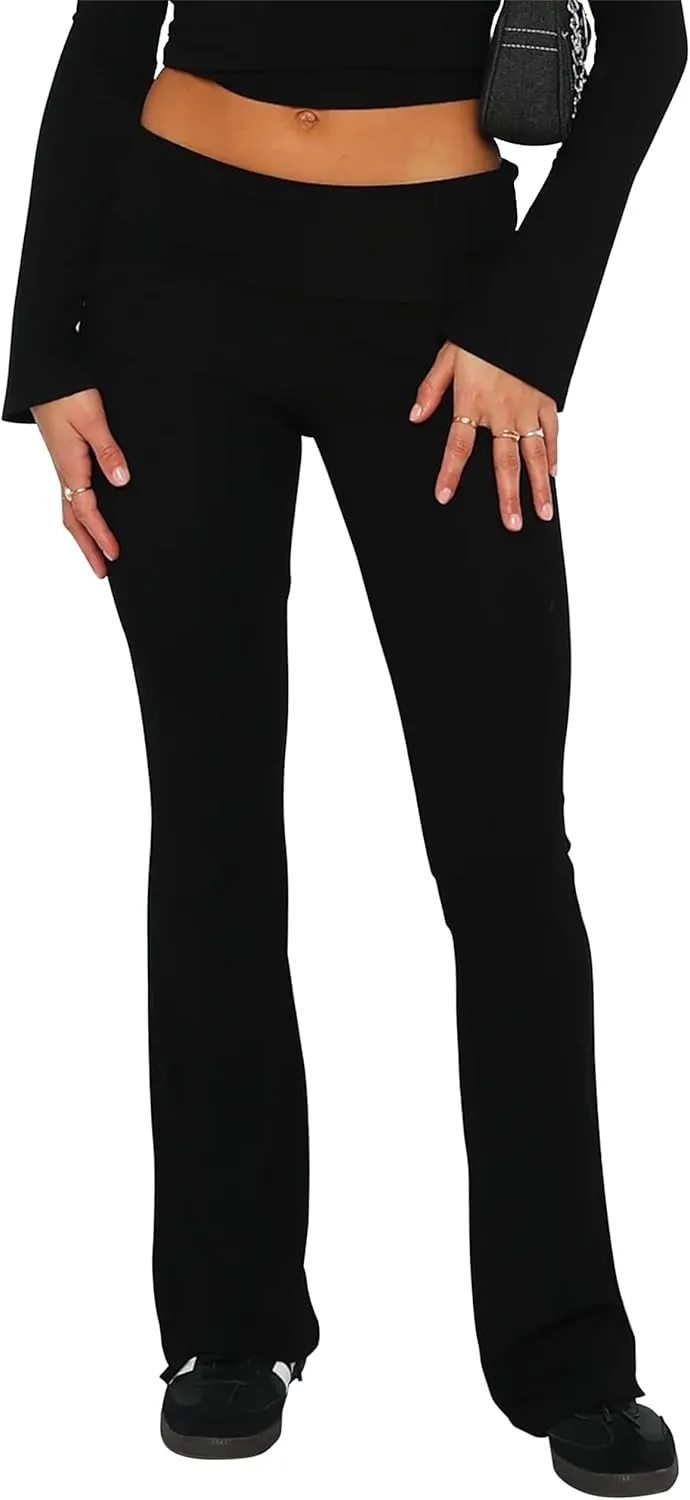 NUFIWI Women Skinny Flare Yoga Pants Low Waist Bootcut Bell Bottom Leggings Lounge Jogger Sweatpants Streetwear