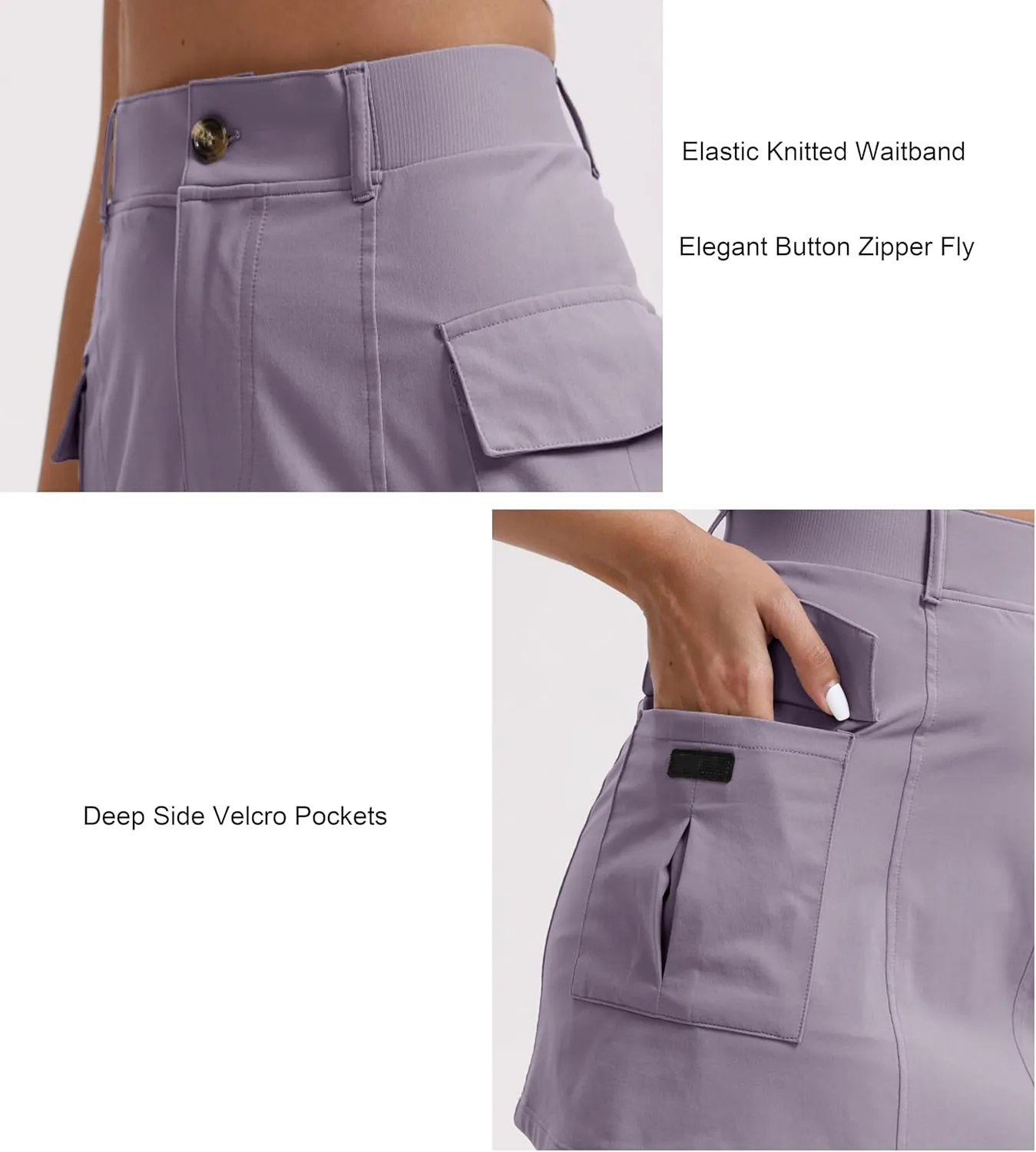 Oalka Women's Hiking Cargo Skorts Casual Pockets Tennis Sport Dressy Work Fast Dry Skirts