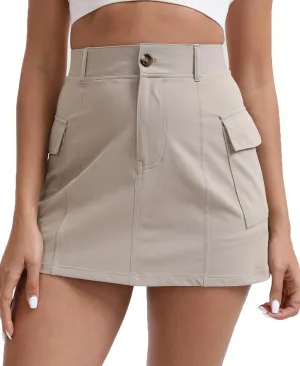 Oalka Women's Hiking Cargo Skorts Casual Pockets Tennis Sport Dressy Work Fast Dry Skirts