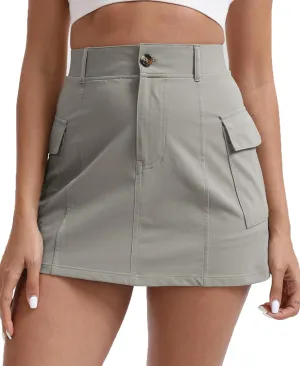 Oalka Women's Hiking Cargo Skorts Casual Pockets Tennis Sport Dressy Work Fast Dry Skirts