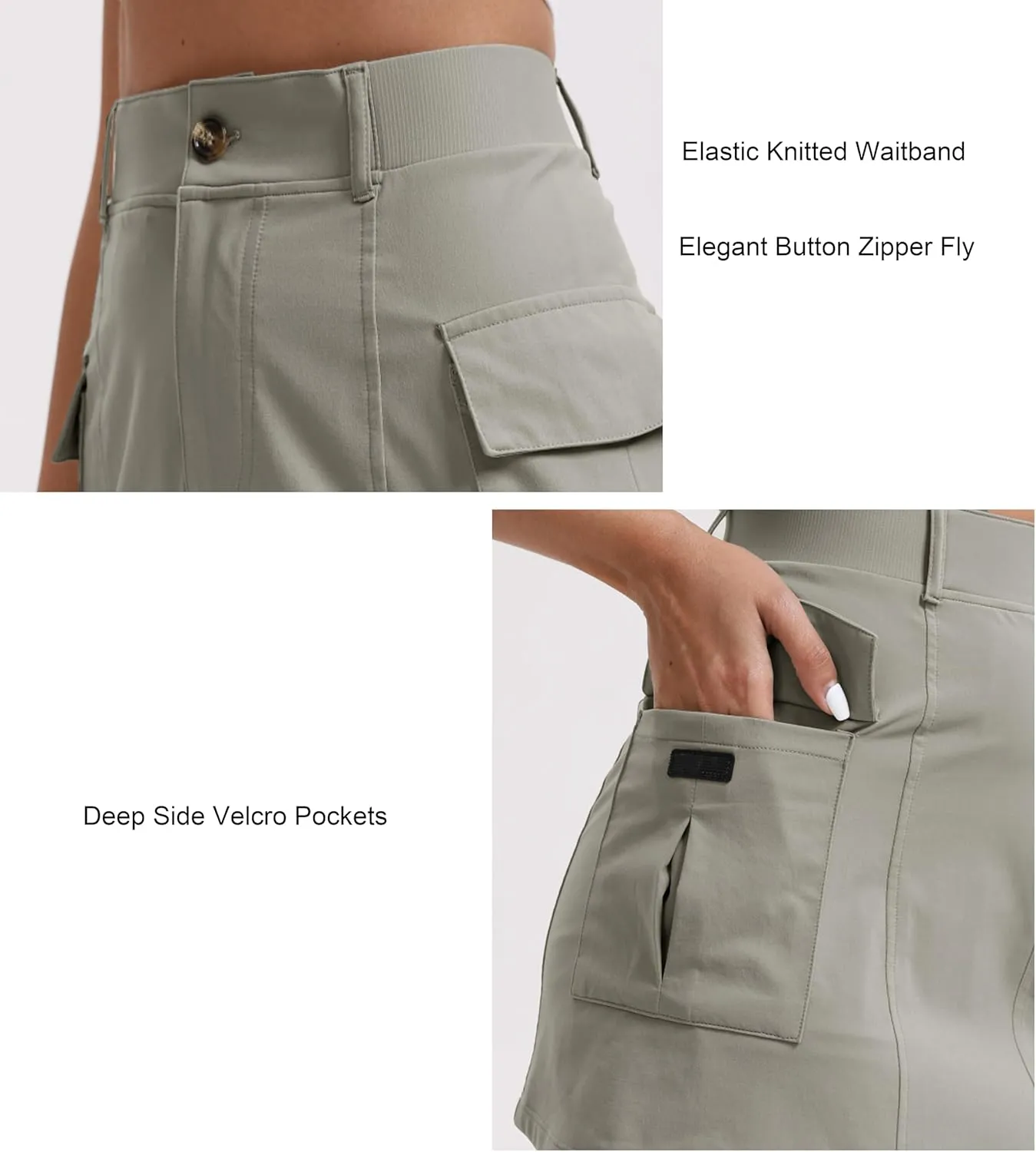 Oalka Women's Hiking Cargo Skorts Casual Pockets Tennis Sport Dressy Work Fast Dry Skirts