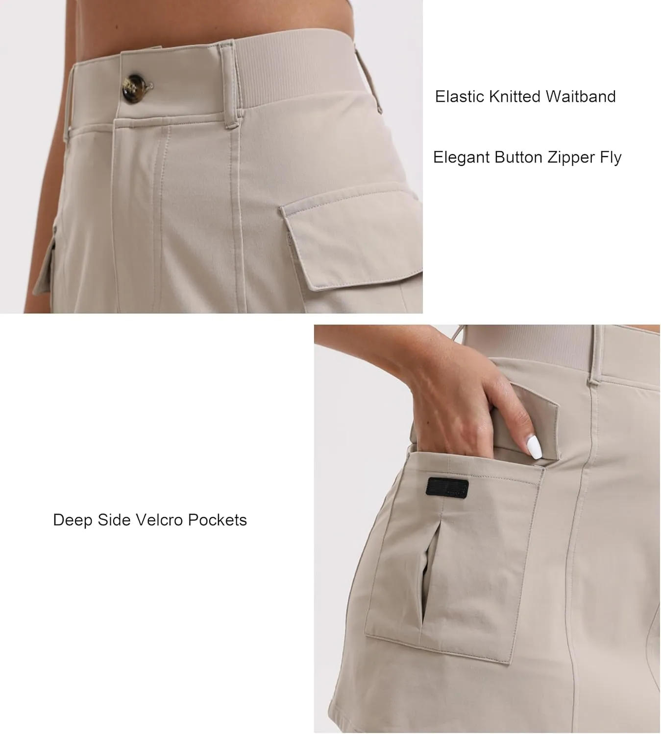 Oalka Women's Hiking Cargo Skorts Casual Pockets Tennis Sport Dressy Work Fast Dry Skirts