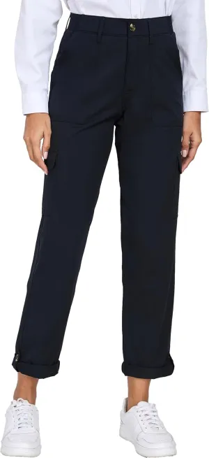 Oalka Women's Hiking Cropped Capri Pants Relaxed Fit Stretchy Knit Waist Casual Outdoor Travel Pant