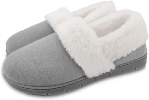 ofoot Womens Winter Warm Clogs Comfortable Cotton House Slippers Mules Memory Foam Insoled Washable Fluffy Indoor Shoes Non Slip Rubber Soles