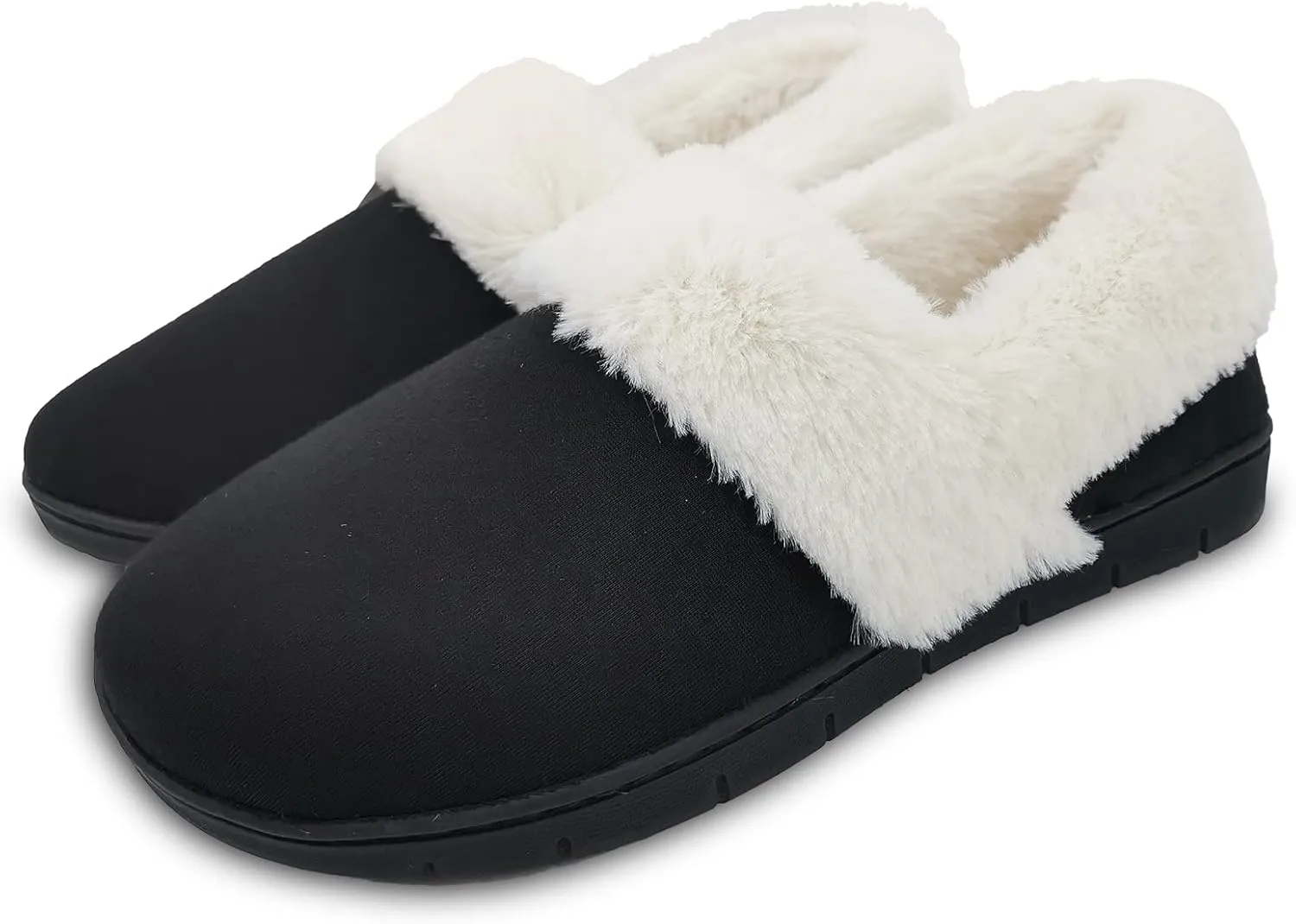 ofoot Womens Winter Warm Clogs Comfortable Cotton House Slippers Mules Memory Foam Insoled Washable Fluffy Indoor Shoes Non Slip Rubber Soles