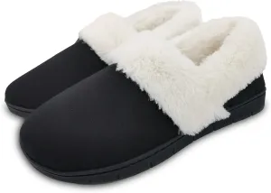 ofoot Womens Winter Warm Clogs Comfortable Cotton House Slippers Mules Memory Foam Insoled Washable Fluffy Indoor Shoes Non Slip Rubber Soles