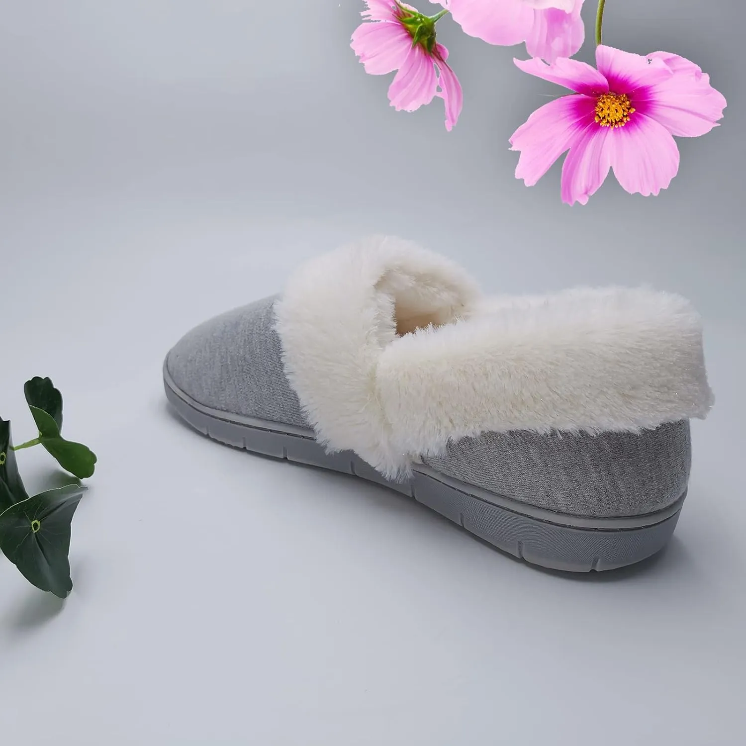 ofoot Womens Winter Warm Clogs Comfortable Cotton House Slippers Mules Memory Foam Insoled Washable Fluffy Indoor Shoes Non Slip Rubber Soles