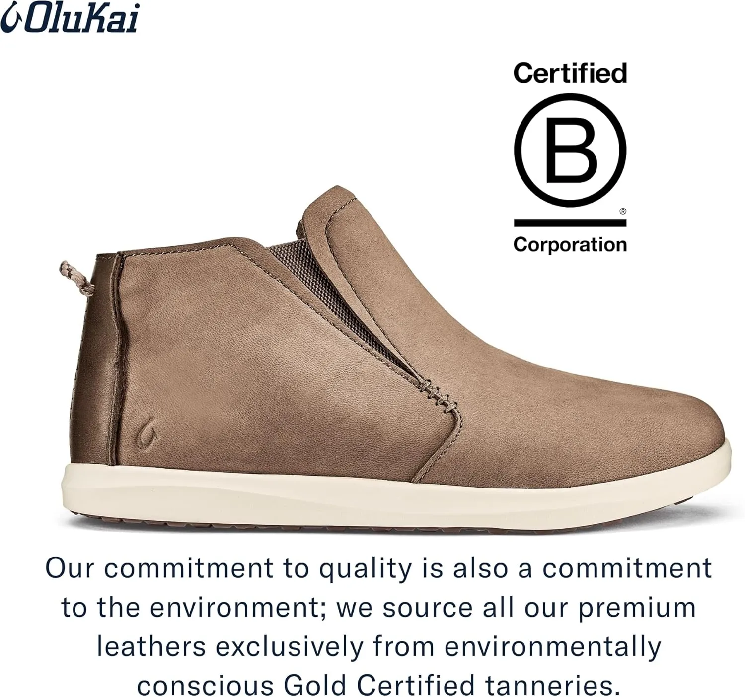 OLUKAI Hawai'iloa Manu Hope Women's Booties, Soft & Comfortable Waterproof Full-Grain Leather, Elastic Gore Panels for Customized Fit & Wet Grip Rubber Soles