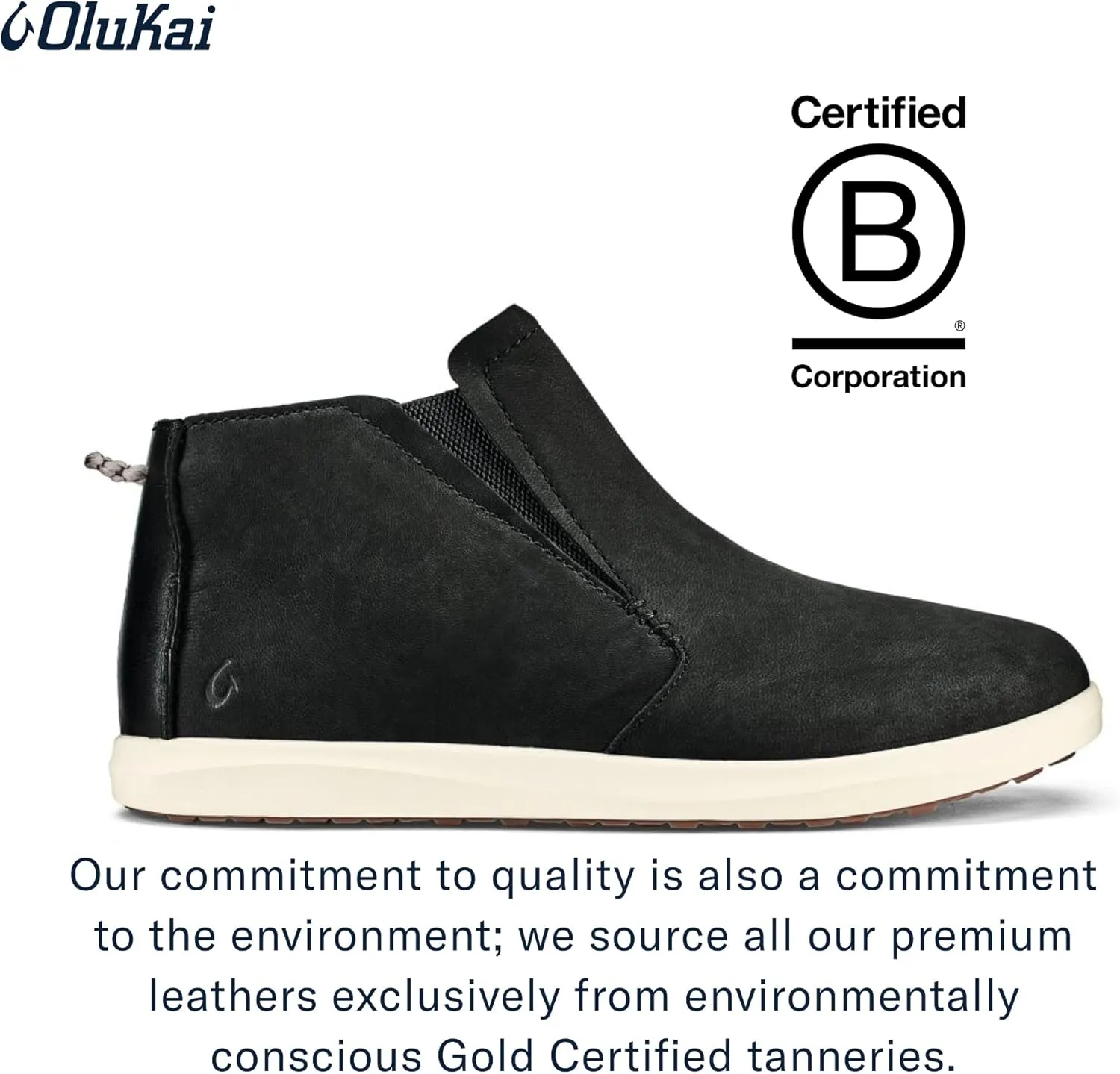 OLUKAI Hawai'iloa Manu Hope Women's Booties, Soft & Comfortable Waterproof Full-Grain Leather, Elastic Gore Panels for Customized Fit & Wet Grip Rubber Soles