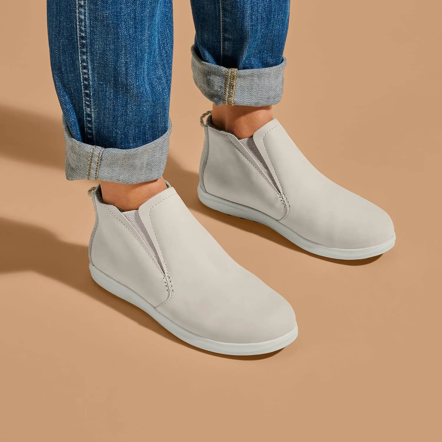 OLUKAI Hawai'iloa Manu Hope Women's Booties, Soft & Comfortable Waterproof Full-Grain Leather, Elastic Gore Panels for Customized Fit & Wet Grip Rubber Soles