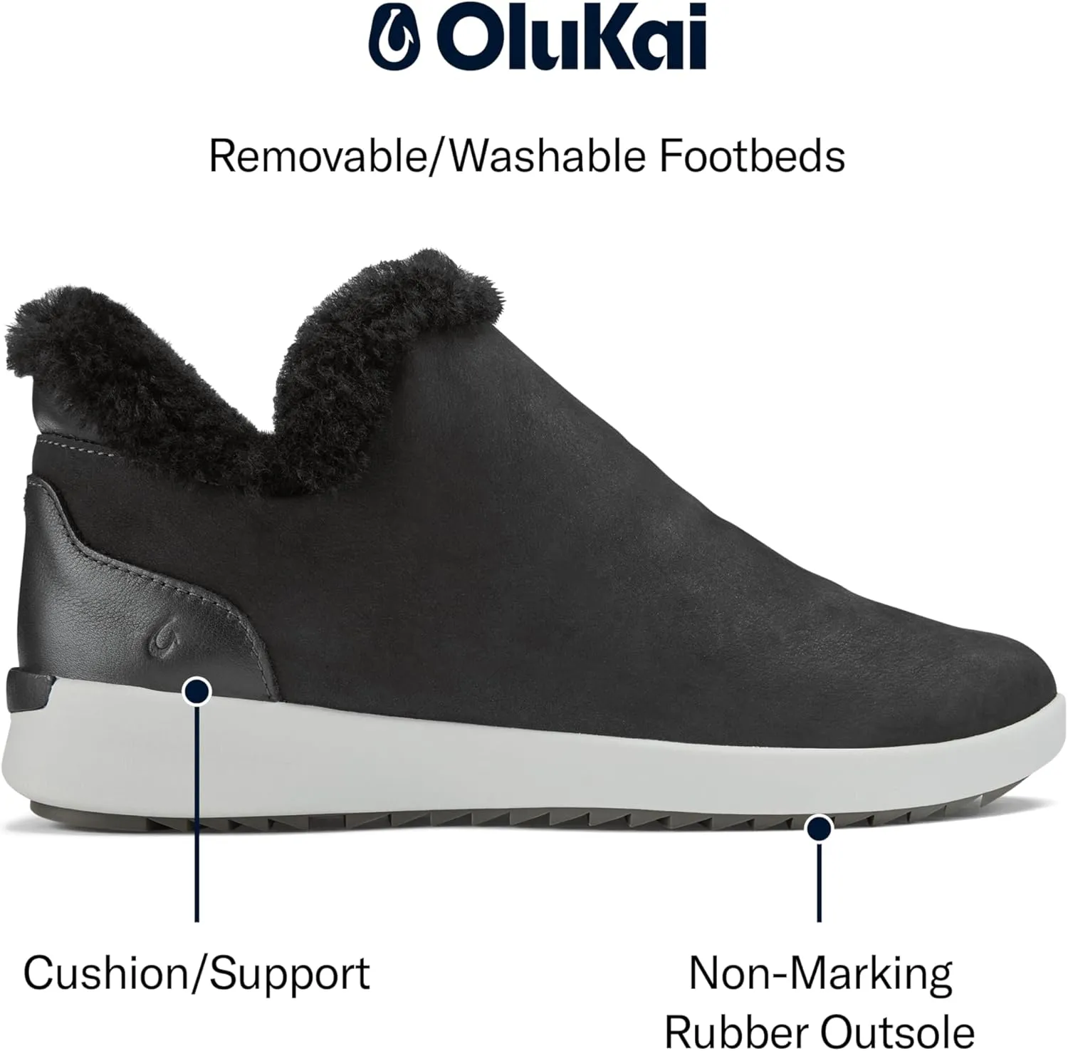 OLUKAI Malua Hulu Women's Boot, Soft & Comfortable Waterproof Nubuck Leather, Full-Grain Leather Heel with Elastic Panels, Slip-On Design